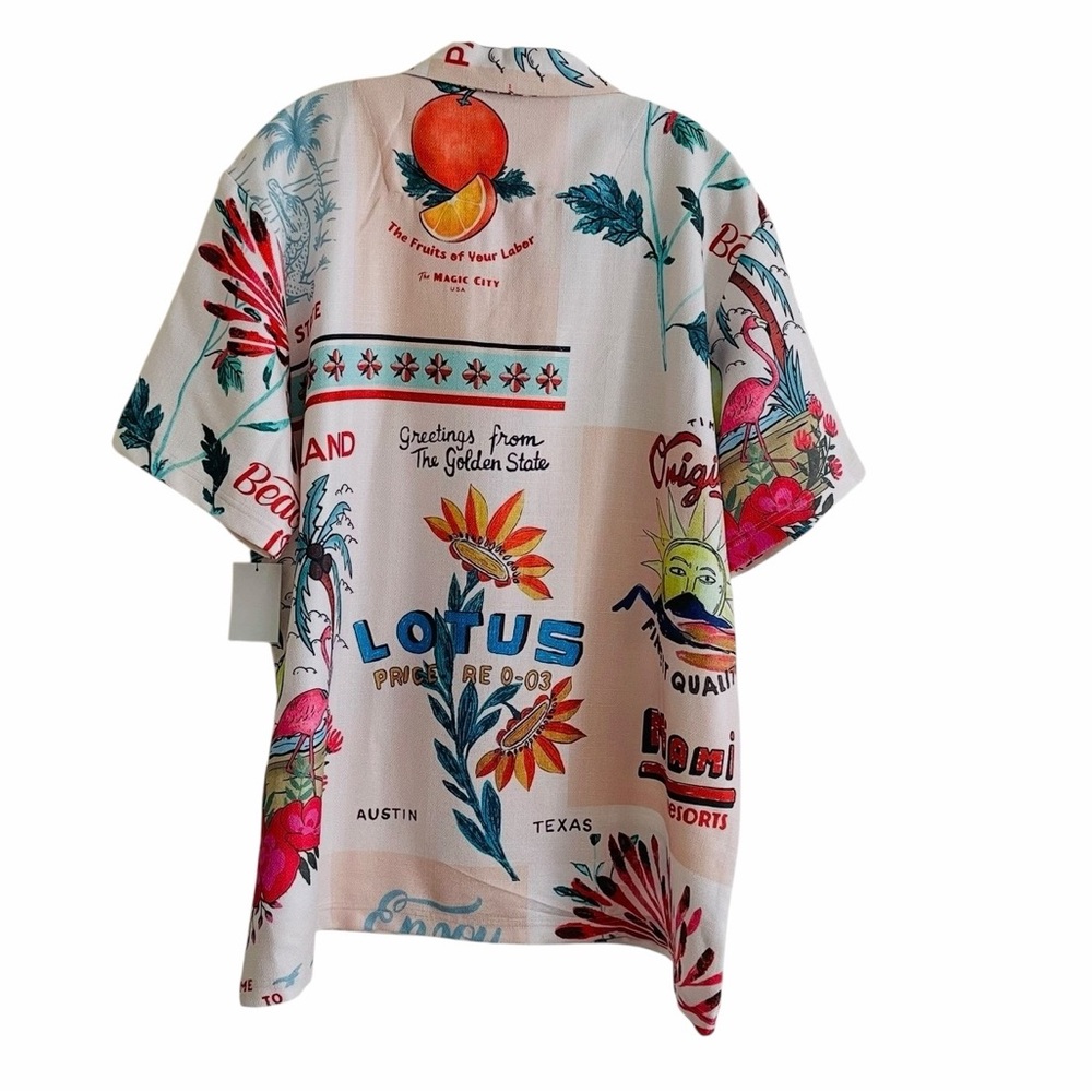 Fresh Postal Vibe Short Sleeve Button Up - Natural/Combo Size XLarge NEW - Picture 6 of 8